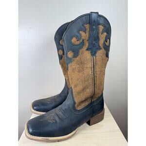 Justin Women’s Cowboy Boots square toe Black Brown 7 Rodeo Western Cowgirl